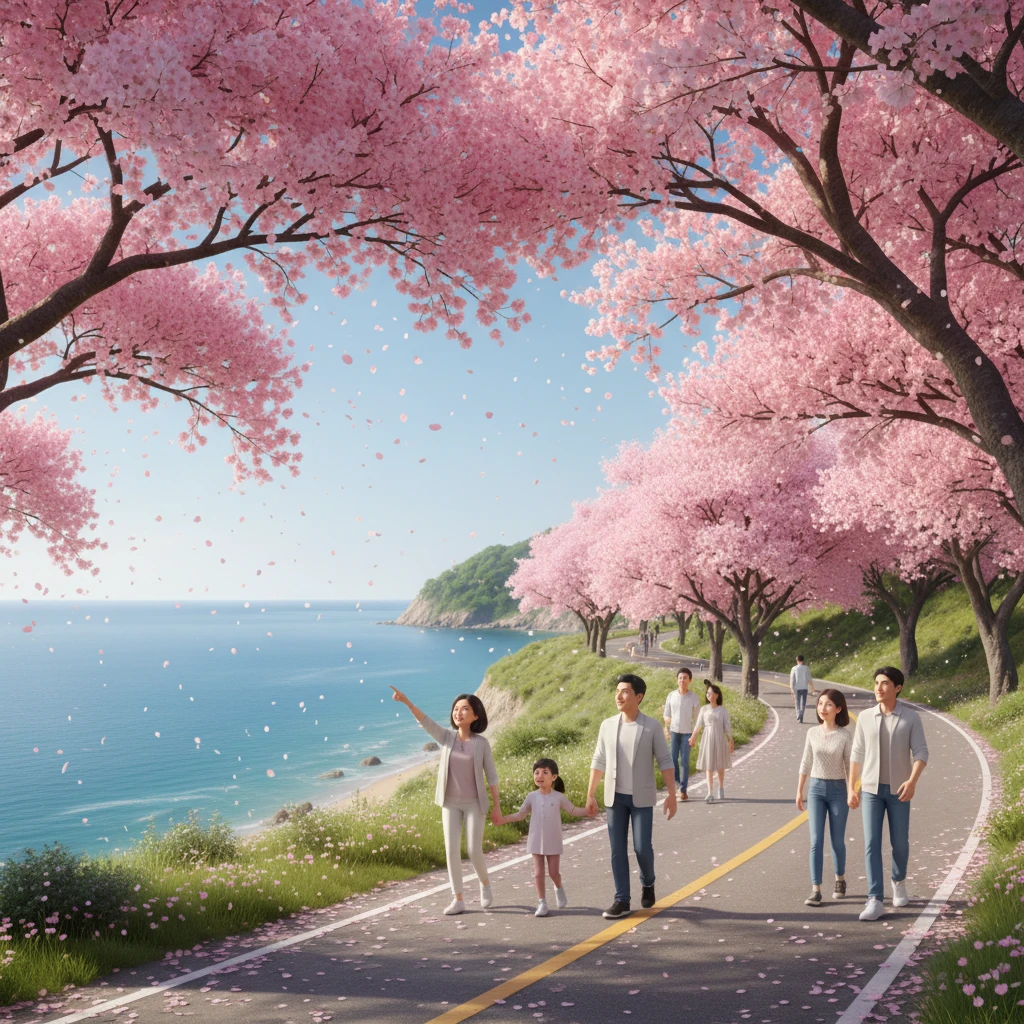 백수해안도로 벚꽃 풍경